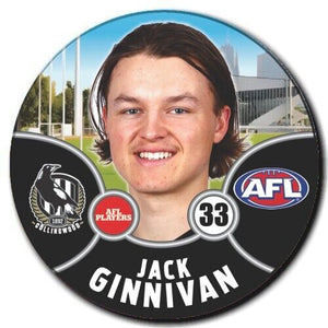 2021 AFL Collingwood Player Badge - GINNIVAN, Jack