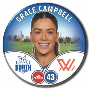 2023 AFLW S7 Nth Melbourne Player Badge - CAMPBELL, Grace