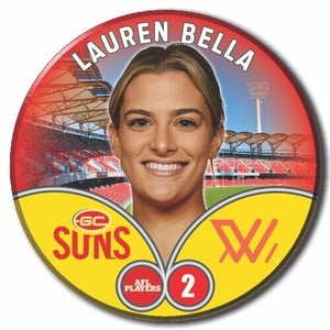 2023 AFLW S7 Gold Coast Suns Player Badge - BELLA, Lauren