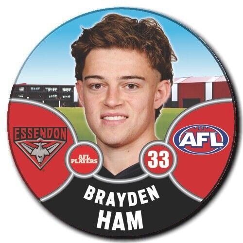 2021 AFL Essendon Bombers Player Badge - HAM, Brayden