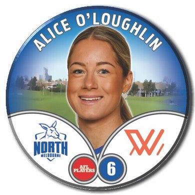 2023 AFLW S7 Nth Melbourne Player Badge - O'LOUGHLIN, Alice