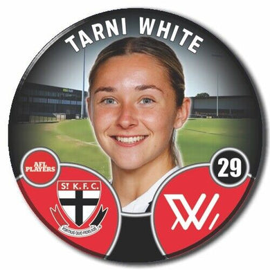 2022 AFLW St Kilda Player Badge - WHITE, Tarni