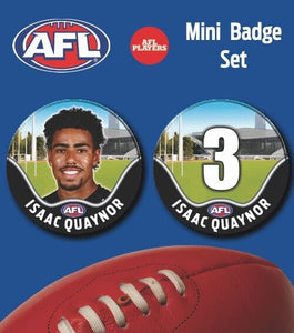 2021 AFL Collingwood Mini Player Badge Set - QUAYNOR, Isaac