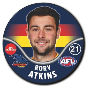 2019 AFL Adelaide Crows Player Badge - ATKINS, Rory