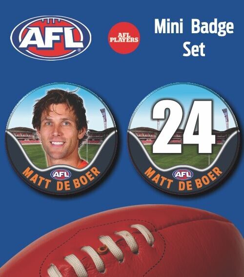 2021 AFL GWS Mini Player Badge Set - DE BOER, Matt