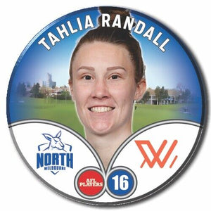2023 AFLW S7 Nth Melbourne Player Badge - RANDALL, Tahlia