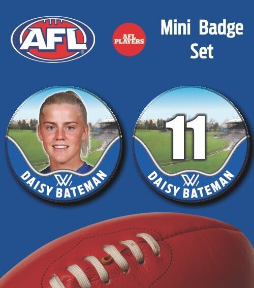 2021 AFLW Nth Melbourne Mini Player Badge Set - BATEMAN, Daisy