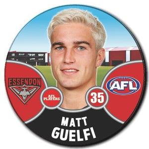 2021 AFL Essendon Bombers Player Badge - GUELFI, Matt