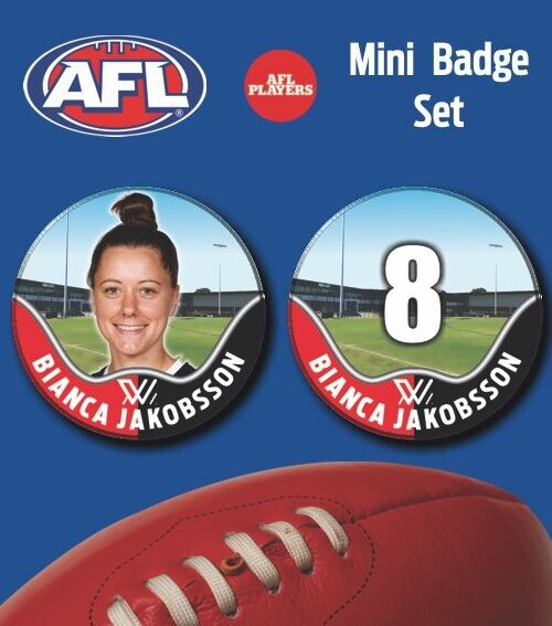 2021 AFLW St. Kilda Mini Player Badge Set - JAKOBSSON, Bianca