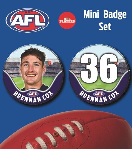 2021 AFL Fremantle Mini Player Badge Set - COX, Brennan