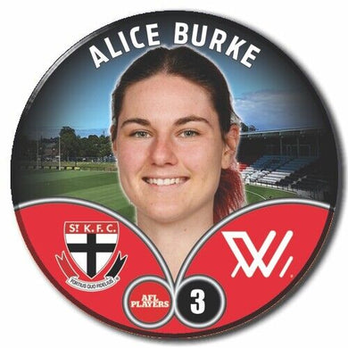 2023 AFLW S7 St Kilda Player Badge - BURKE, Alice