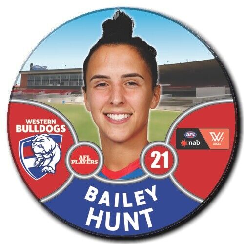 2021 AFLW Western Bulldogs Player Badge - HUNT, Bailey