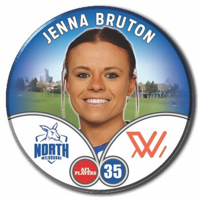 2023 AFLW S7 Nth Melbourne Player Badge - BRUTON, Jenna