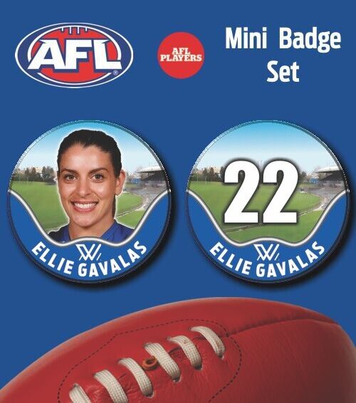2021 AFLW Nth Melbourne Mini Player Badge Set - GAVALAS, Ellie