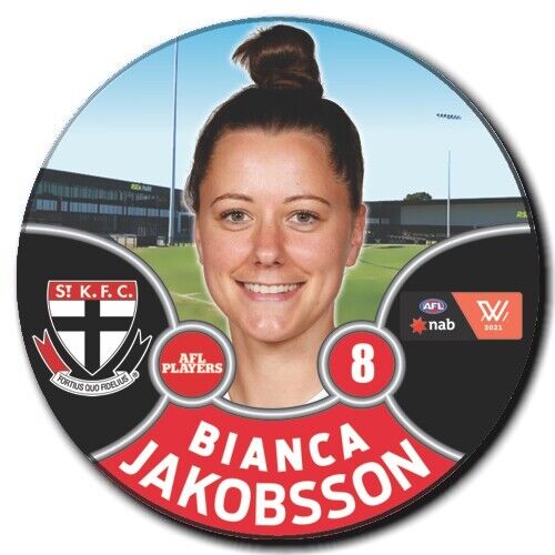 2021 AFLW St. Kilda Player Badge - JAKOBSSON, Bianca