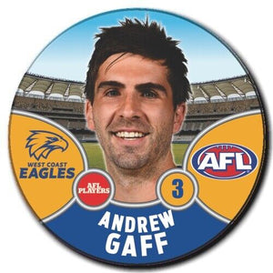 2021 AFL West Coast Eagles Player Badge - GAFF, Andrew