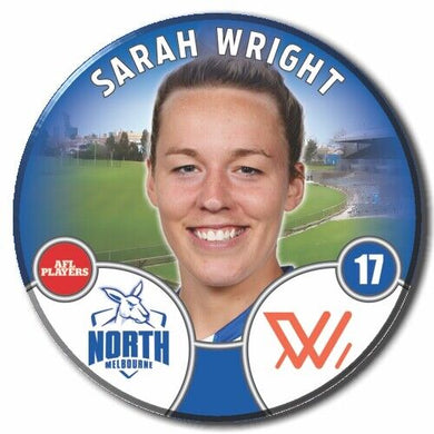 2022 AFLW North Melbourne Player Badge - WRIGHT, Sarah