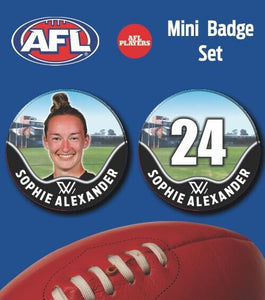 2021 AFLW Collingwood Mini Player Badge Set - ALEXANDER, Sophie