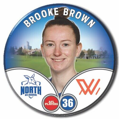 2023 AFLW S7 Nth Melbourne Player Badge - BROWN, Brooke