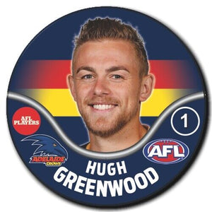 2019 AFL Adelaide Crows Player Badge - GREENWOOD, Hugh