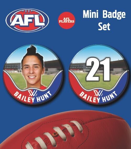 2021 AFLW Western Bulldogs Mini Player Badge Set - HUNT, Bailey