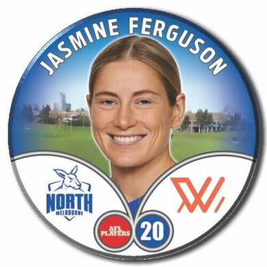 2023 AFLW S7 Nth Melbourne Player Badge - FERGUSON, Jasmine
