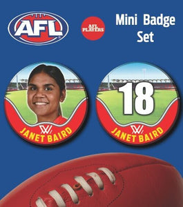 2021 AFLW Gold Coast Suns Mini Player Badge Set - BAIRD, Janet