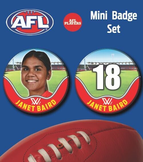 2021 AFLW Gold Coast Suns Mini Player Badge Set - BAIRD, Janet