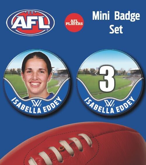 2021 AFLW Nth Melbourne Mini Player Badge Set - EDDEY, Isabella