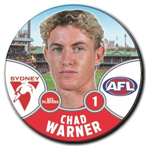 2021 AFL Sydney Swans Player Badge - WARNER, Chad