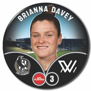 2023 AFLW S7 Collingwood Player Badge - DAVEY, Brianna