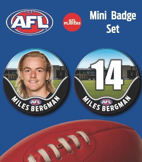2021 AFL Port Adelaide Mini Player Badge Set - BERGMAN, Miles