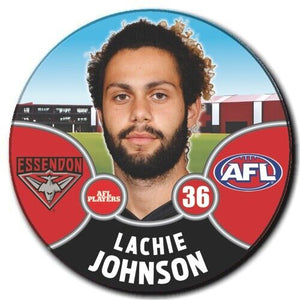 2021 AFL Essendon Bombers Player Badge - JOHNSON, Lachie