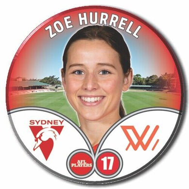 2023 AFLW S7 Sydney Swans Player Badge - HURRELL, Zoe