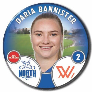 2022 AFLW North Melbourne Player Badge - BANNISTER, Daria