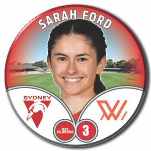 2023 AFLW S7 Sydney Swans Player Badge - FORD, Sarah
