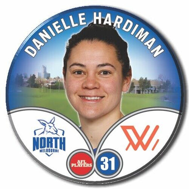 2023 AFLW S7 Nth Melbourne Player Badge - HARDIMAN, Danielle