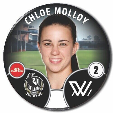 2022 AFLW Collingwood Player Badge - MOLLOY, Chloe