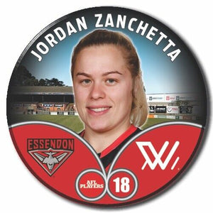 2023 AFLW S7 Essendon Player Badge - ZANCHETTA, Jordan