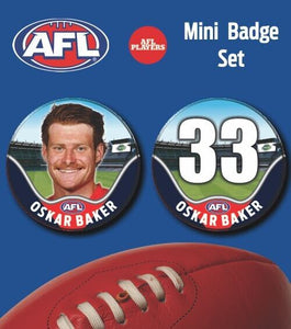 2021 AFL Melbourne Mini Player Badge Set - BAKER, Oskar