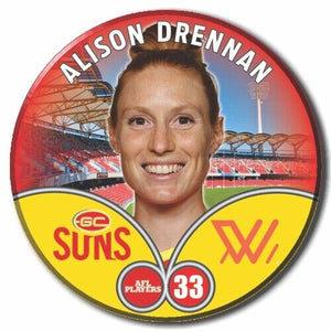 2023 AFLW S7 Gold Coast Suns Player Badge - DRENNAN, Alison