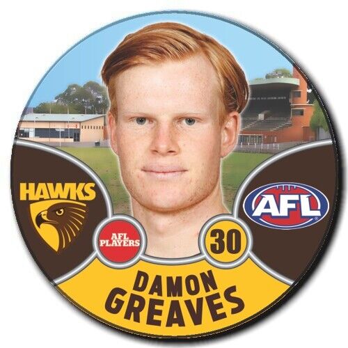 2021 AFL Hawthorn Player Badge - GREAVES, Damon