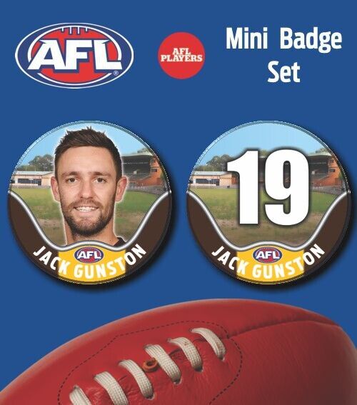 2021 AFL Hawthorn Mini Player Badge Set - GUNSTON, Jack