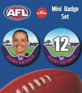 2021 AFLW Fremantle Mini Player Badge Set - ANTONIO, Ebony