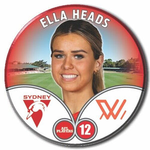 2023 AFLW S7 Sydney Swans Player Badge - HEADS, Ella