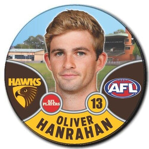 2021 AFL Hawthorn Player Badge - HANRAHAN, Oliver