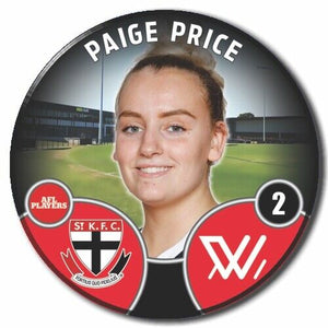 2022 AFLW St Kilda Player Badge - PRICE, Paige