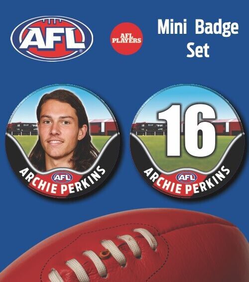 2021 AFL Essendon Mini Player Badge Set - PERKINS, Archie