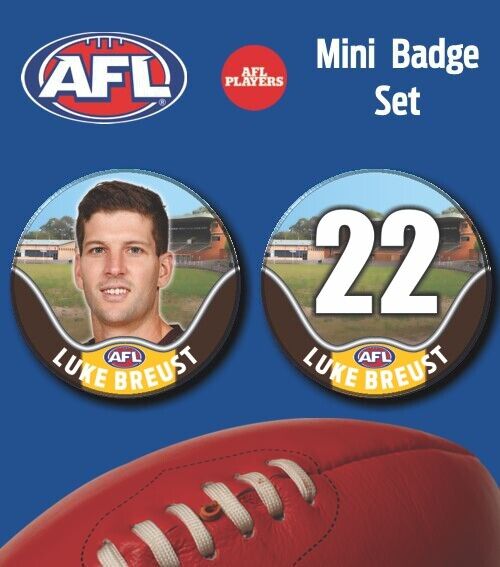 2021 AFL Hawthorn Mini Player Badge Set - BREUST, Luke
