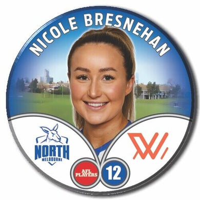 2023 AFLW S7 Nth Melbourne Player Badge - BRESNEHAN, Nicole